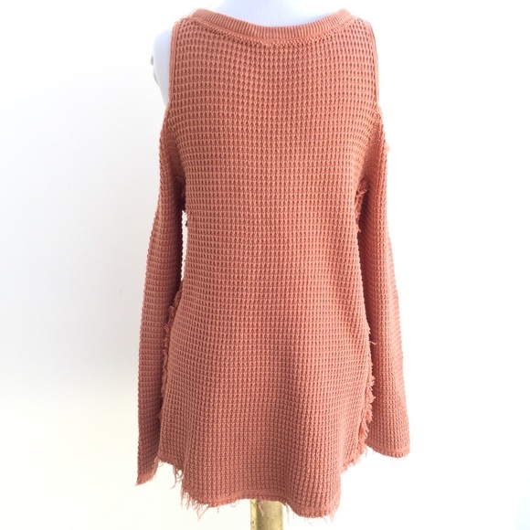 Free People Cold Shoulder Knit Distressed Sweater - Picture 6 of 7